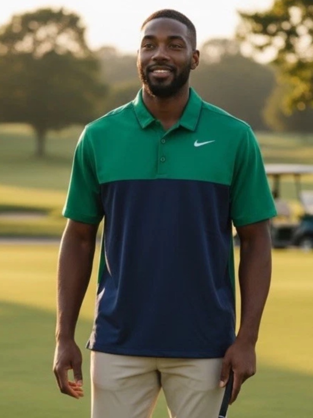 Nike Golf Polo Shirt Mens Green Blue Standard Fit Casual Performance XL